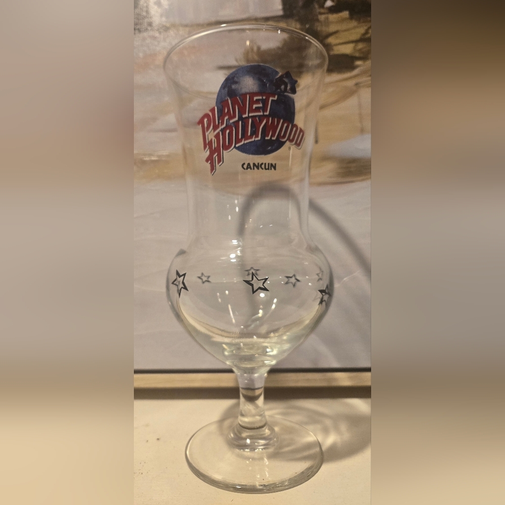 Vintage Planet Hollywood Cancun glass cup new  8” tall